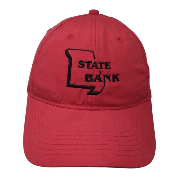 State Bank Strapback Baseball Cap Red One Size Adjustable Embroidered Katl - Picture 1 of 9